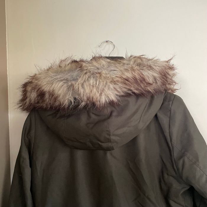 Parka kaki à capuche fausse fourrure Only Taille M doublure matelassée hiver chaud V049 - photo numéro 3
