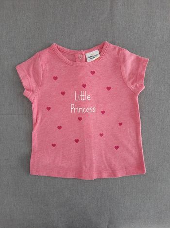 T-shirt TAO 9 mois rose fuschia motif petits cœurs pailletés
