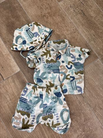 Ensemble à motif 6 mois pour été bob/chemise/short
