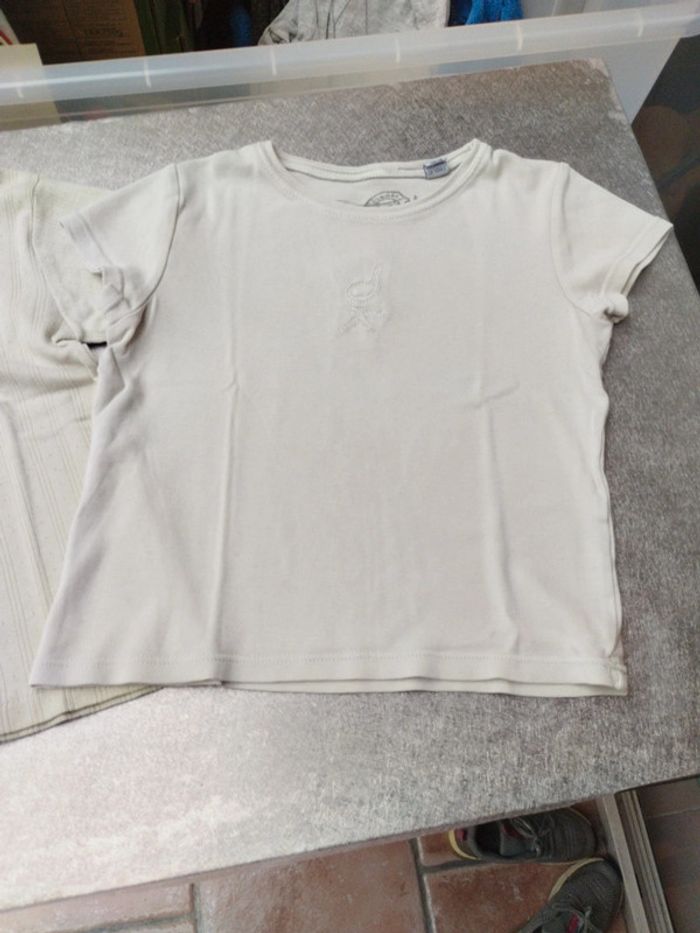 Lot de 2 Tee-shirt manches courtes 5 ans fille Petit Bateau et Okaïdi - photo numéro 6