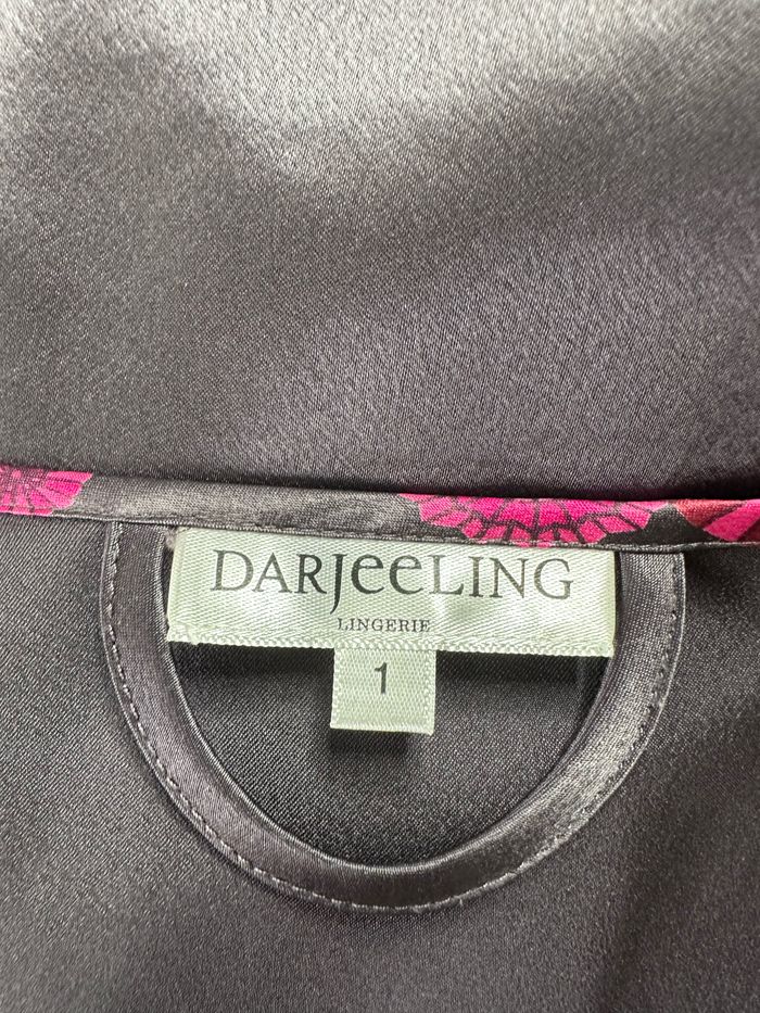 Peignoir kimono satiné à fleurs gris eg rose fuchsia T1 36/38 S/M - photo numéro 8