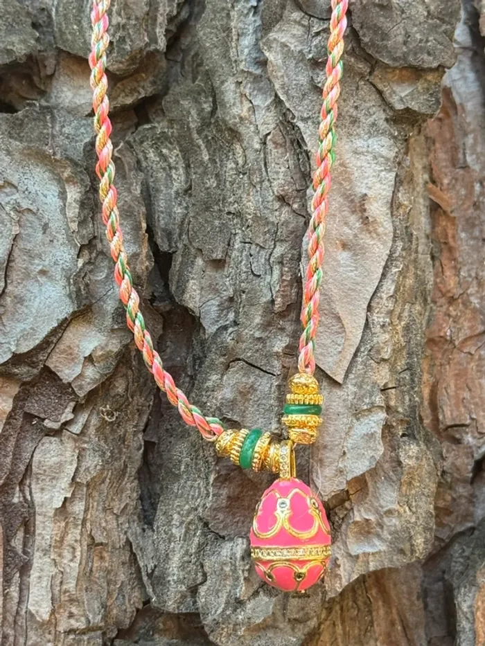 Collier cordons tressés grigri boules acier inoxydable or réglable habaha Paris - photo numéro 2