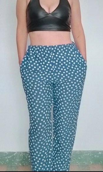 Pantalon fluide printemps été fleuri marguerites