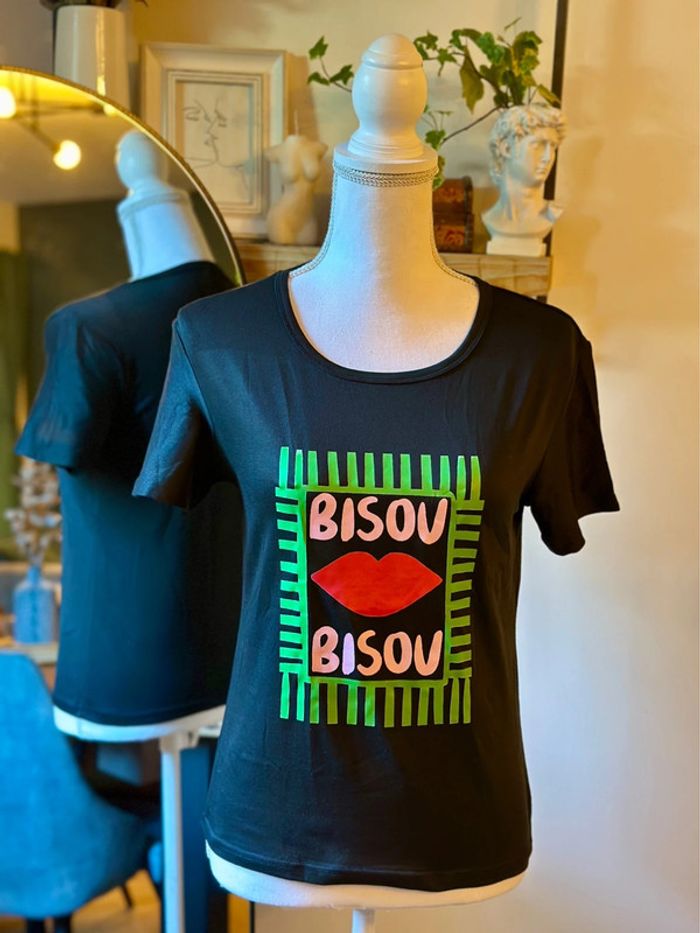 T-shirt imprimé graphique Bisou – Taille XS– Neuf - photo numéro 2