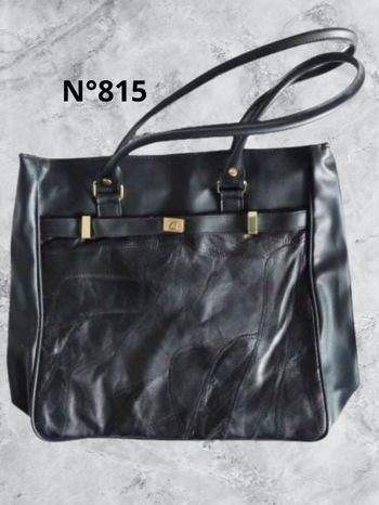 N°815 Sac cabas noir. Cuir de mouton.