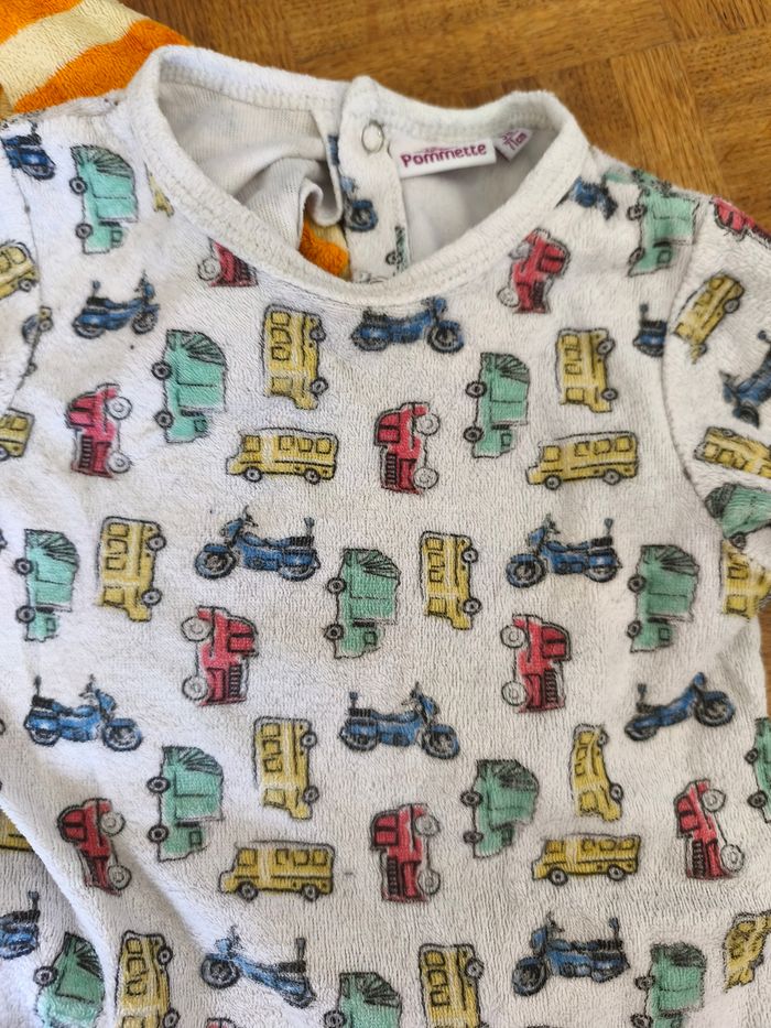 Lot de 3 pyjamas grenouillere 9 mois bébé dinosaure voiture au lit - photo numéro 4