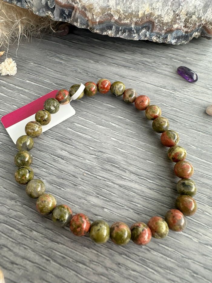 Bracelet en Unakite véritable du Mexique – Pierre naturelle - photo numéro 3
