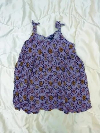 Robe courte à bretelles violette à motifs 3 ans Kaibi