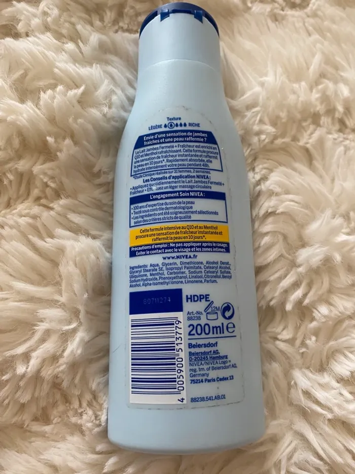 Lait jambe fermeté + fraîcheur Nivea format 200ml - photo numéro 2