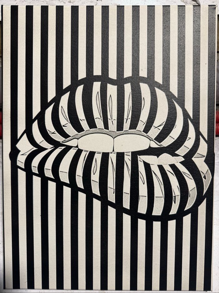 Tableau illusion d’optique lèvres noires en toile 30x40cm - photo numéro 6