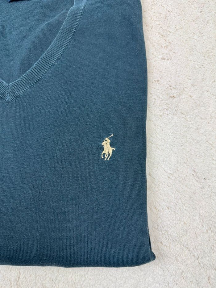 Pull Ralph Lauren Col V Léger Logo brodé Uni Noir Taille L - photo numéro 3