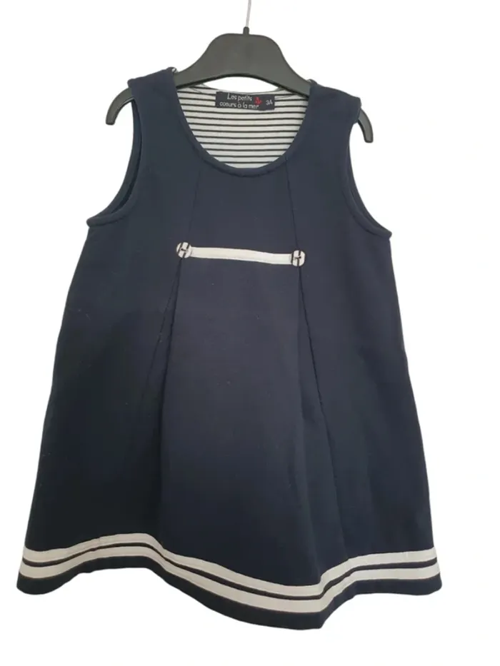 Robe bleu marine les petits cœurs à la mer taille 3 ans fille