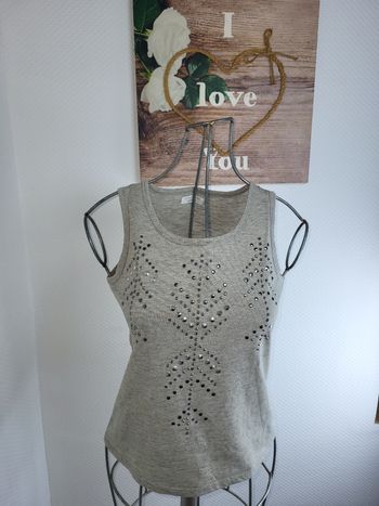 Débardeur gris chiné avec strass cache cache taille 38