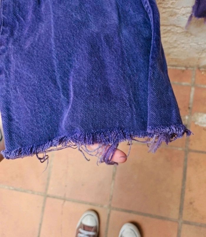 Jean coupe wide leg violet effet délavé - photo numéro 3