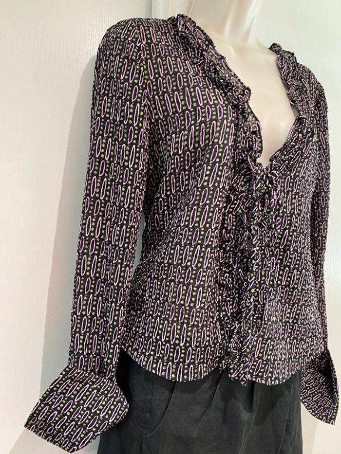 Chemise Zara, taille M/38 Rose noir  vert polyester, élasthane