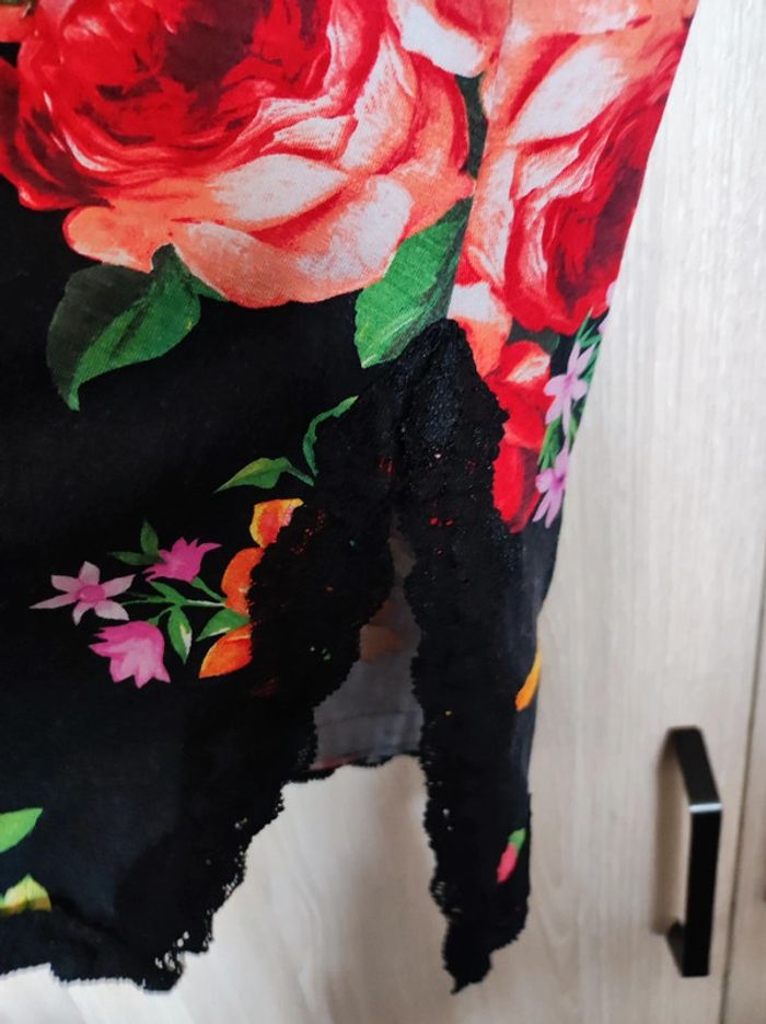 Debardeur noir imprimé fleurs & dentelle 36 - photo numéro 3