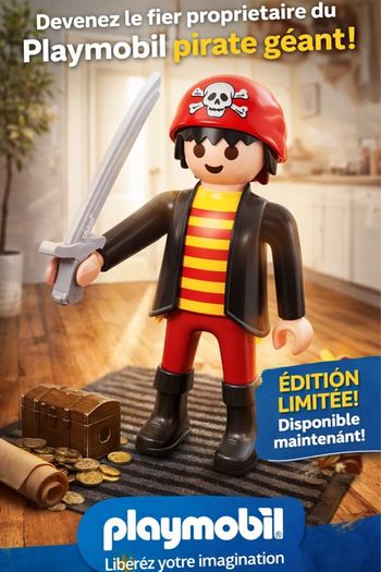 Magnifique Playmobil, officiel pirate, épée, vintage, collector, édition, limitée, rare