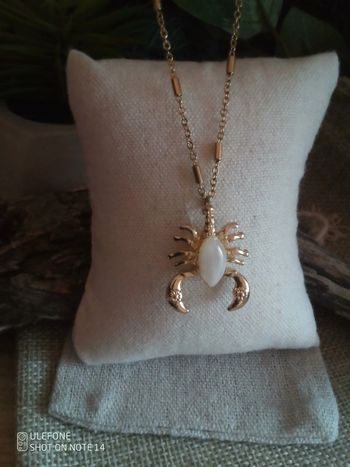 Collier pendentif scorpion pierre de lune