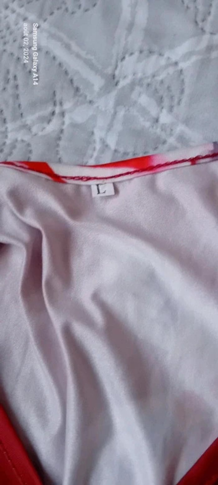Robe très longue viscose motif roses bordeaux femme L - photo numéro 11