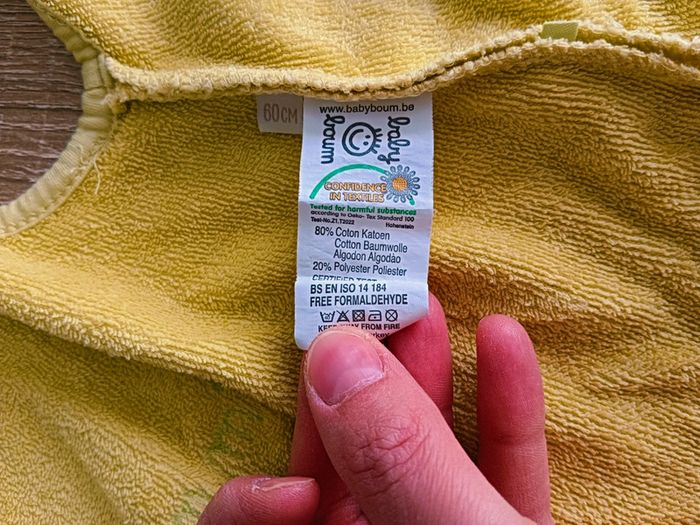 Gigoteuse éponge premier mois jaune vert anis clair 60 cm baby boom - photo numéro 5