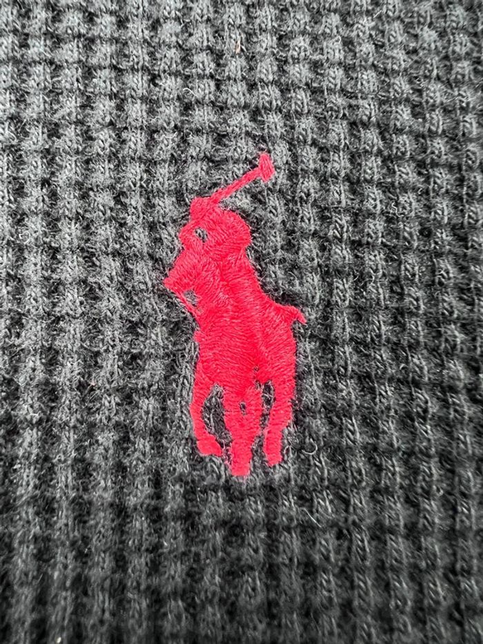 Pull nid-d’abeilles Ralph Lauren Noir avec logo brodé rouge Taille XXL - photo numéro 7
