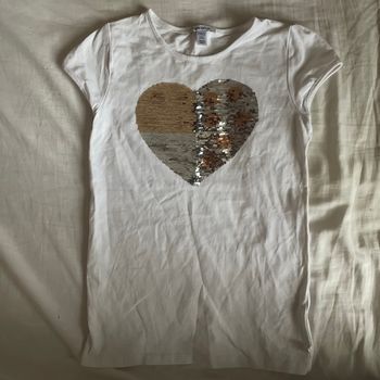 T shirt sequin cœur réversible