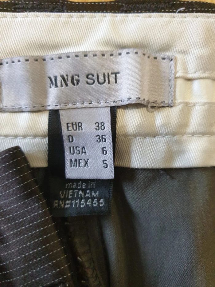 Pantalon huilé femme Mango T38 long 94cm marron rayé beige - photo numéro 5