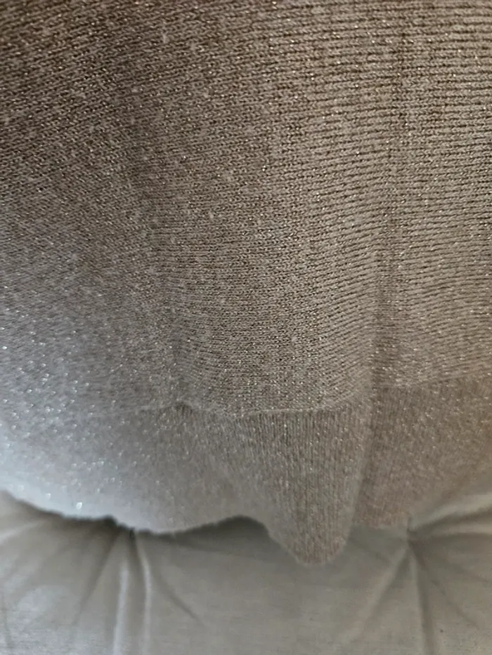 Pull fin beige marron clair pailleté BRÉAL Taille L /XL - photo numéro 4