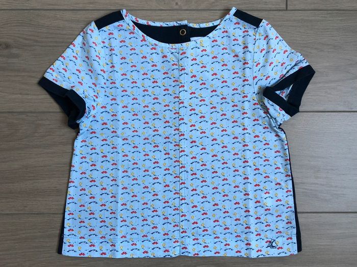 T-shirt bi-matière en popeline et coton Petit bateau T-5 ans