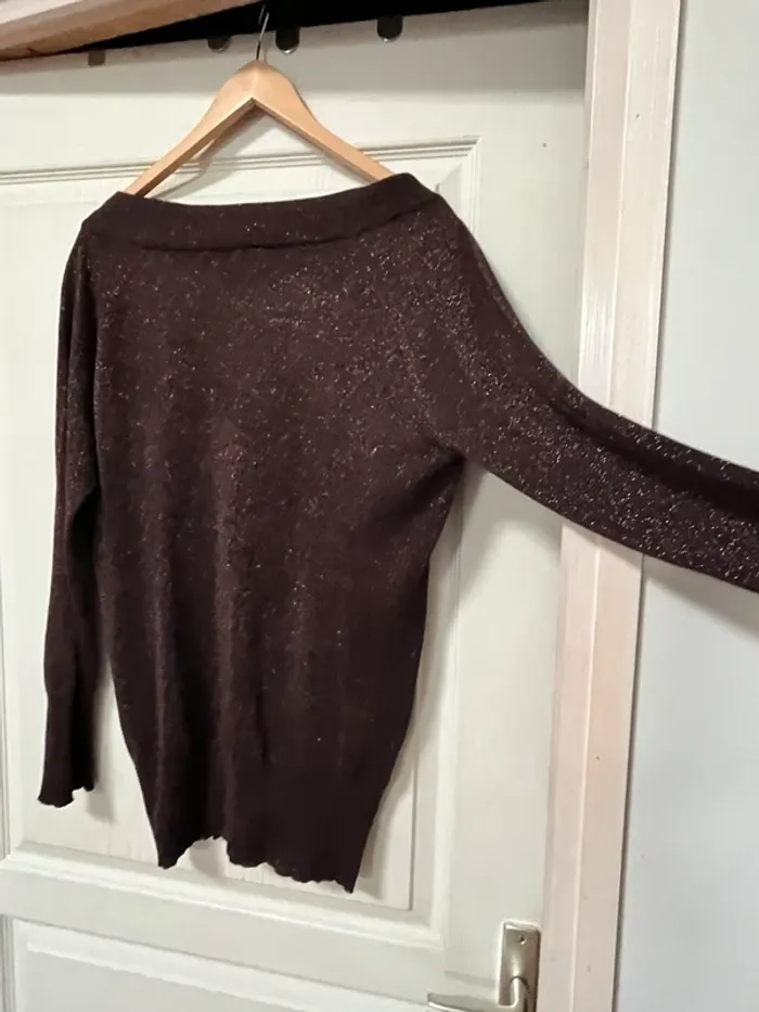 Top marron pailletée cuivré - taille 42 -bon état - photo numéro 5