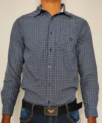Chemise homme Tommy Hilfiger à carreaux bleu marine – élégante & casual