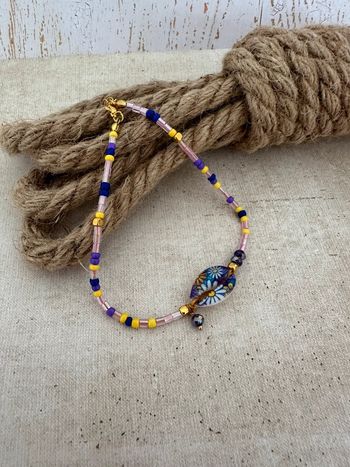 Bracelet de cheville perles multicolore