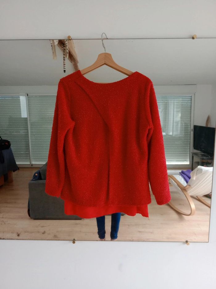 Pull femme L rouge fibres brillantes c85 - photo numéro 10
