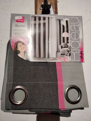 Rideau tissé teint gris et rose 140x260