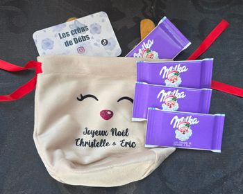 Pochon de noël tete de renne personnalisables