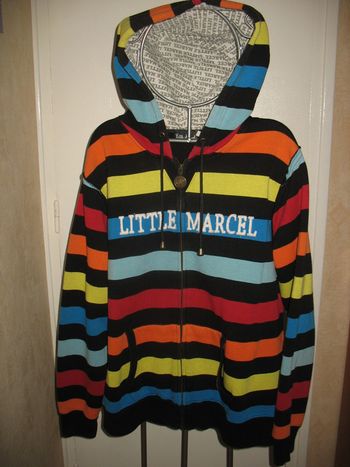 SWEAT SHIRT ZIPPE A CAPUCHE MULTICOLORE "LITTLE MARCEL" - TAILLE L - n°01