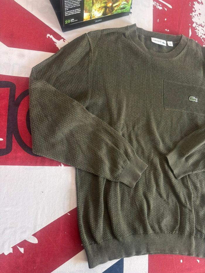 Pull Lacoste S/M vert kaki motif brodé - photo numéro 5