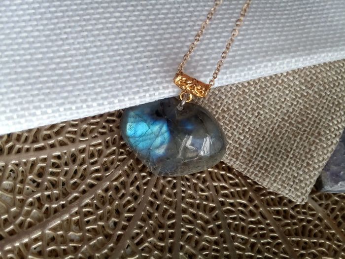 Collier coeur de labradorite naturelle - photo numéro 2