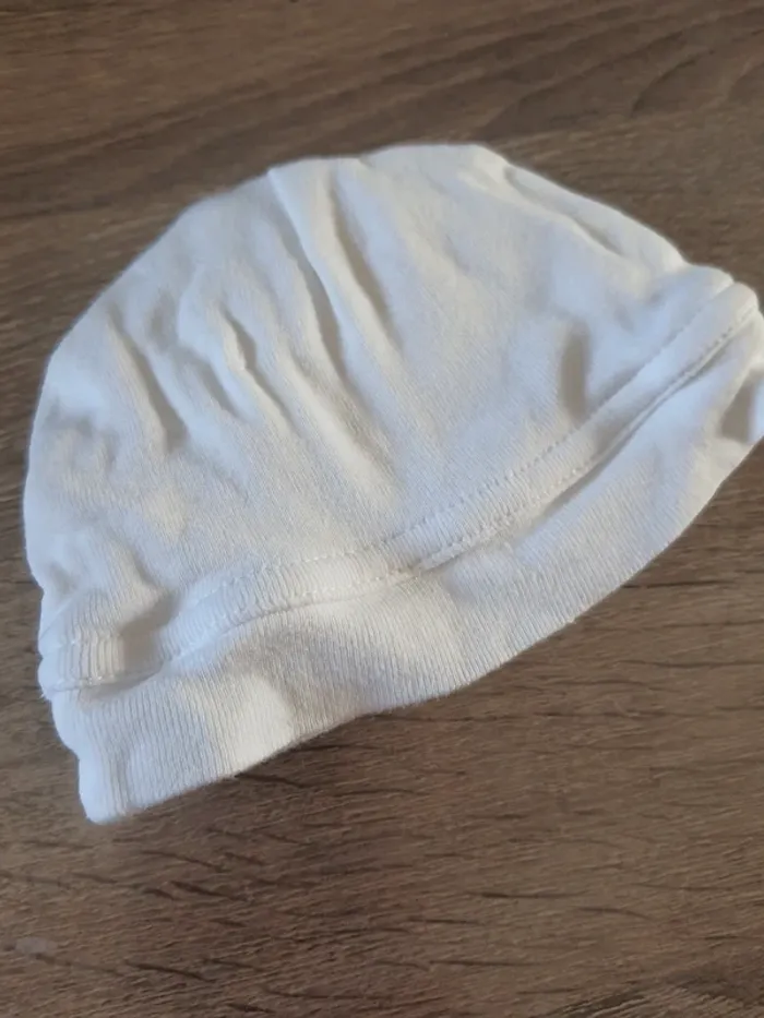 Bonnet naissance taille 1 mois blanc - photo numéro 3