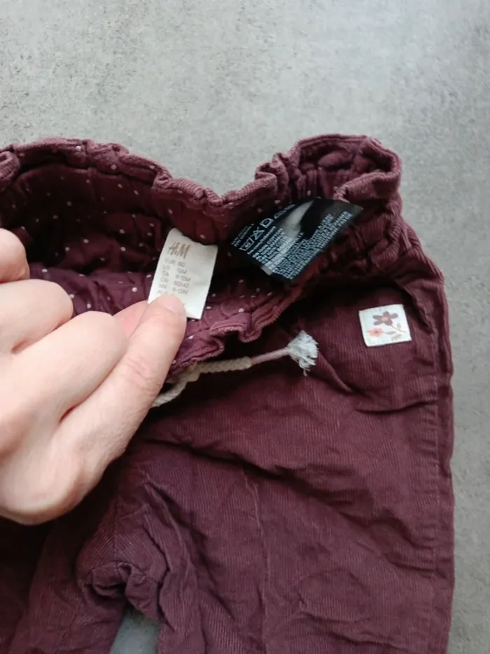 Pantalon velours couleur violet prune H&M 80cm - photo numéro 2