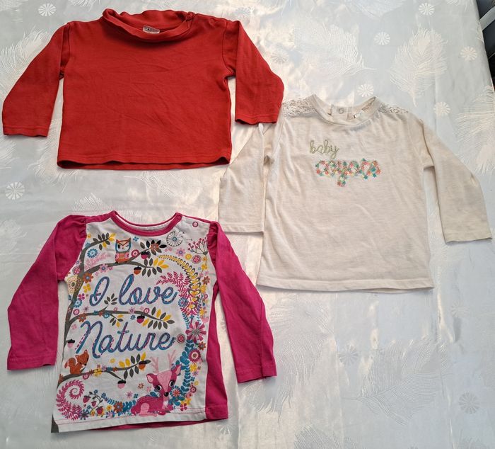 Lot de 3 t-shirts ML fille 18 mois BE