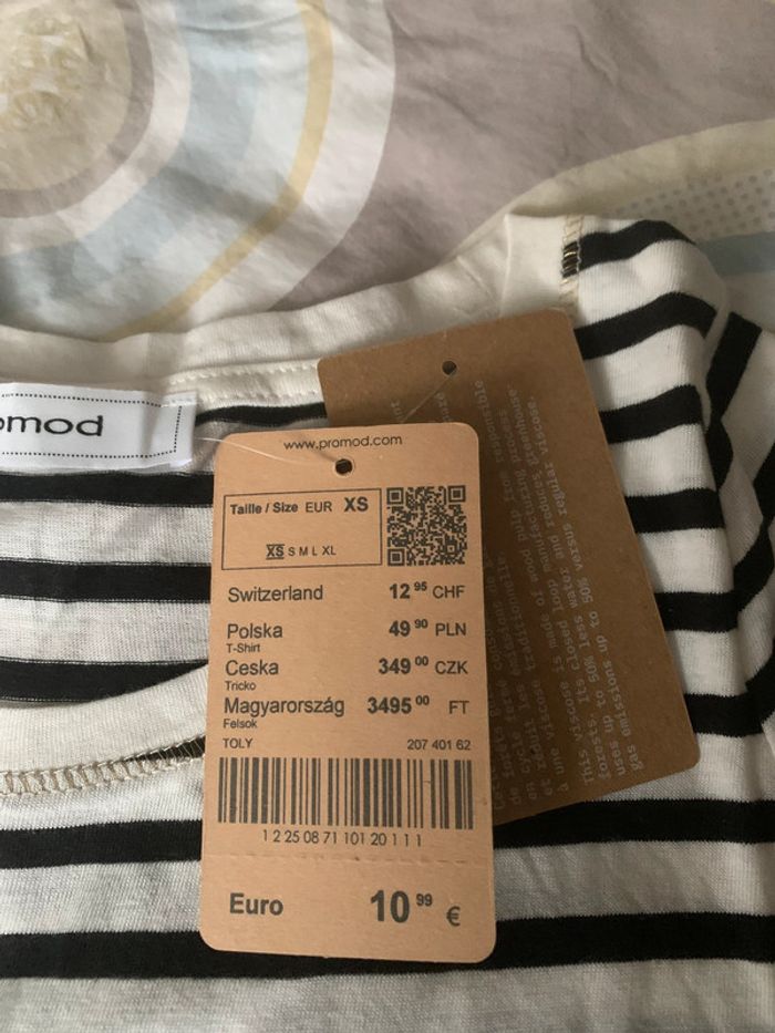 tee shirt marinière manches longues " Promod" taille XS - photo numéro 5