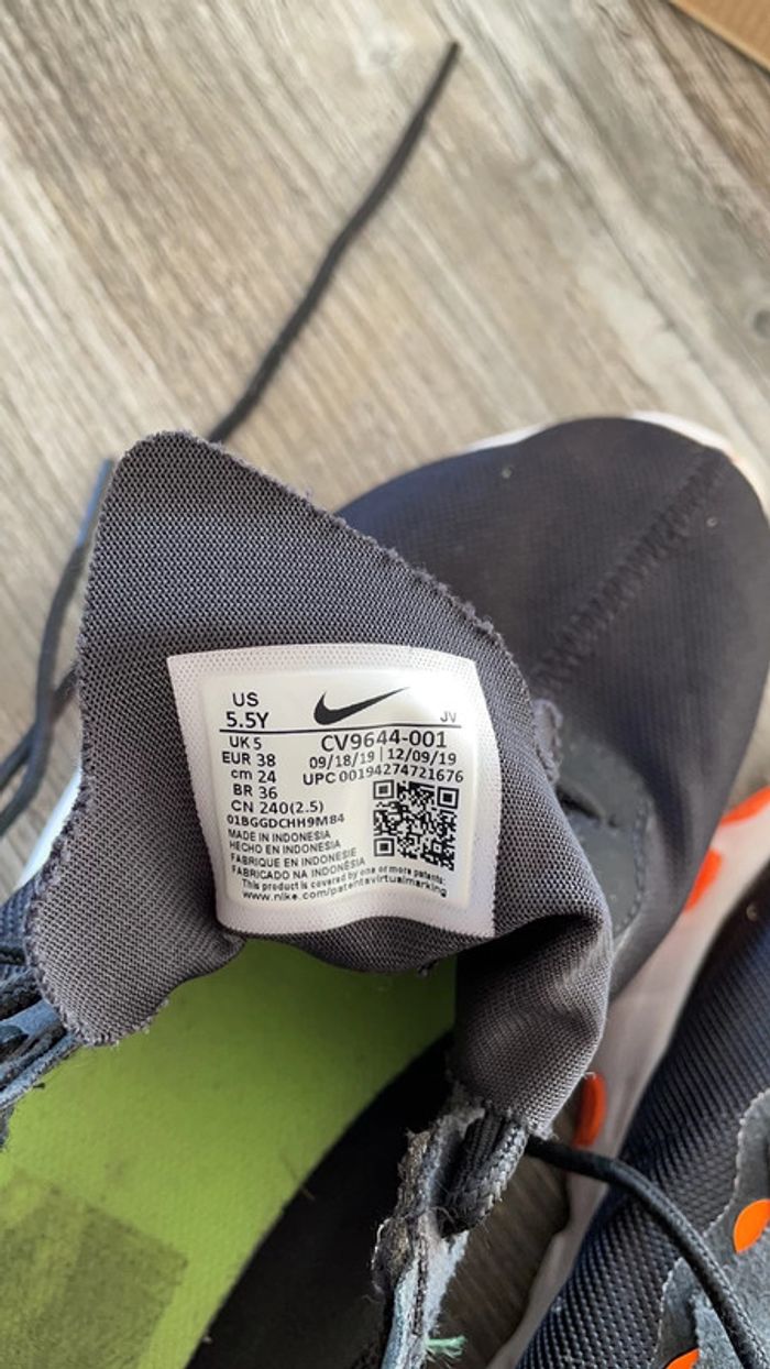 Basket Nike react élément noir orange T.38 - photo numéro 6