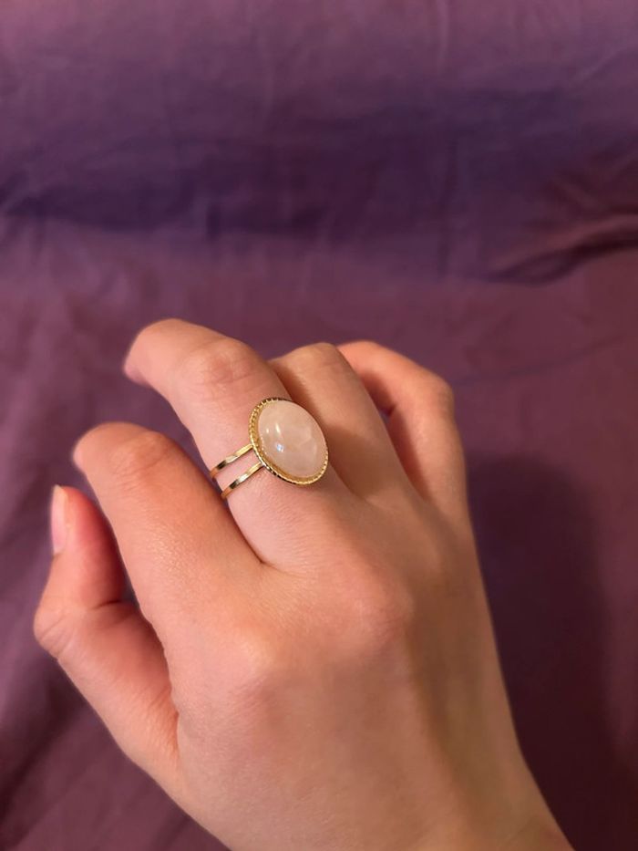 Bague pierre quartz rose • Taille ajustable - photo numéro 2