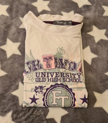 Tshirt blanc motifs manches longues fille taille 10 ans Tout Simplement