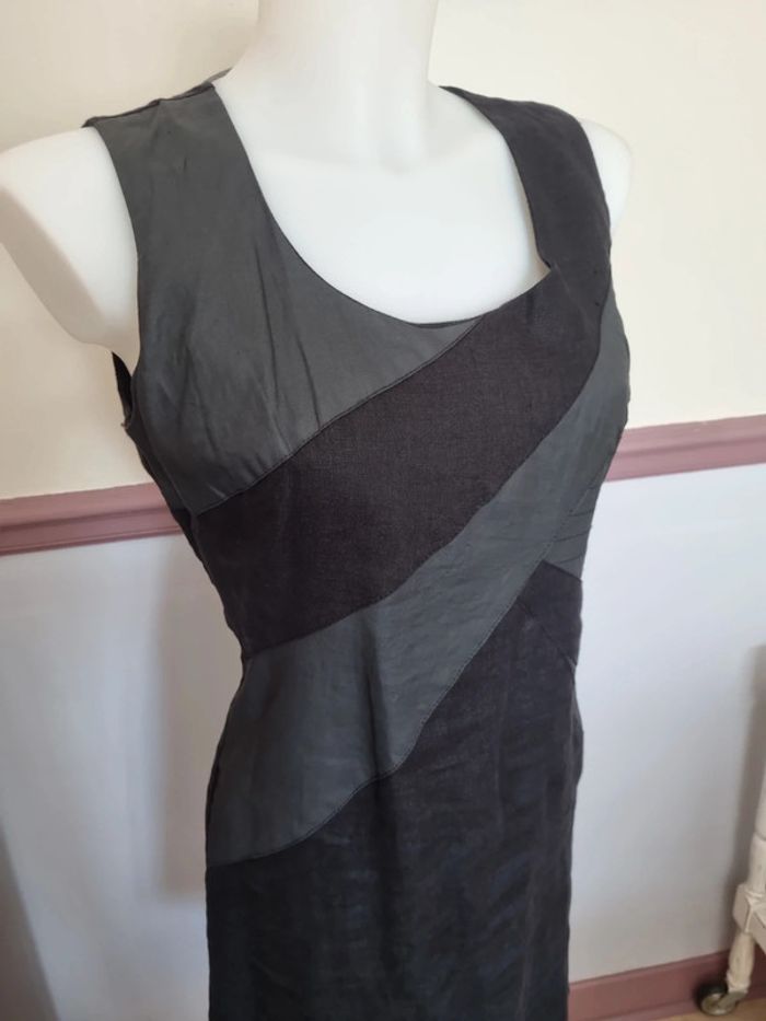 Robe noir lin et coton enduit 38 - photo numéro 2