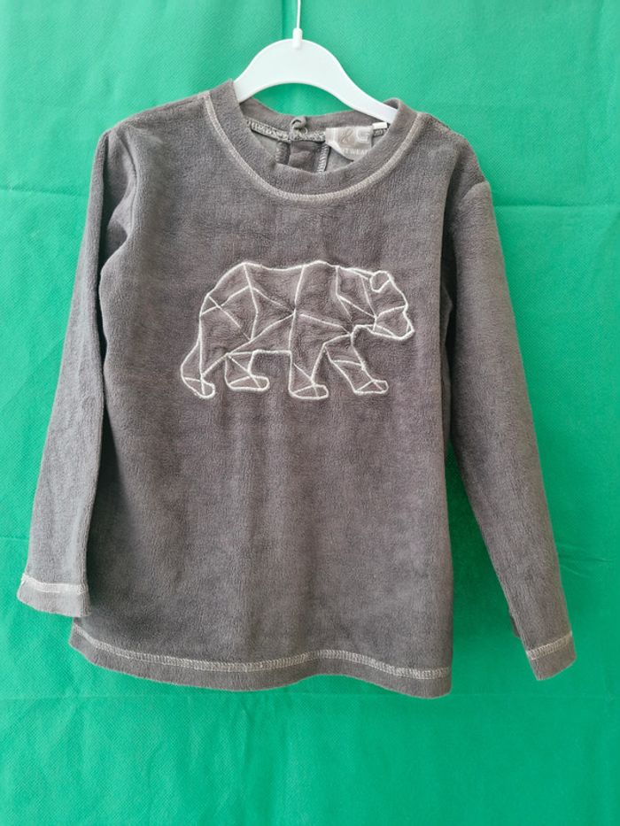 Pyjama 2 pièces ours géométrique en velours 3 ans 98 cm JG Nightwear - photo numéro 4