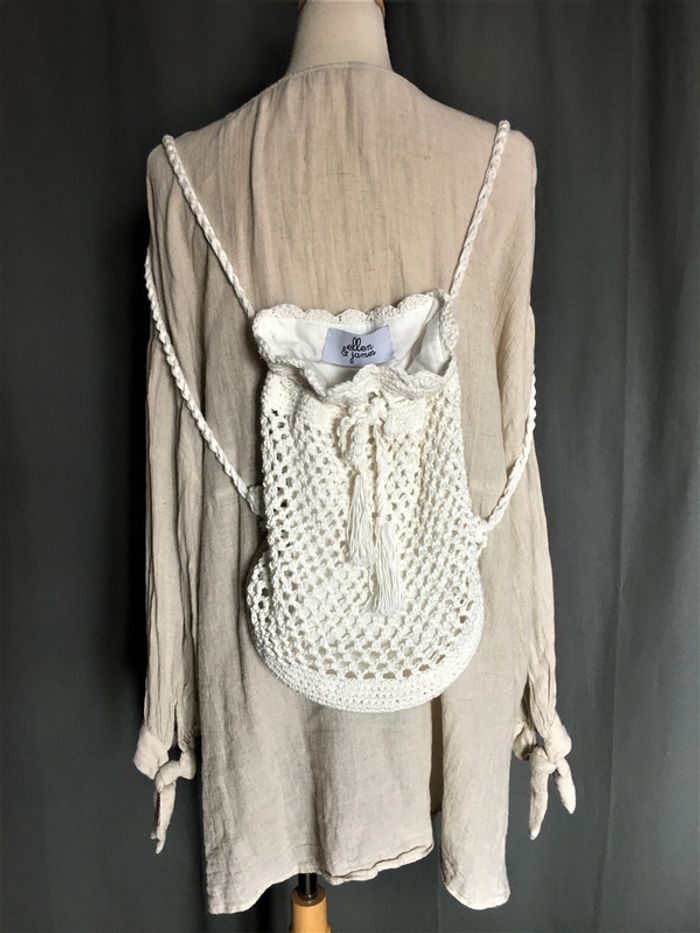Sac à dos au crochet blanc ellen & James - photo numéro 1