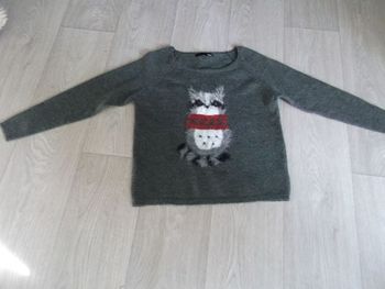 Pull ETAM gris et "Hibou" devant taille XS TBE