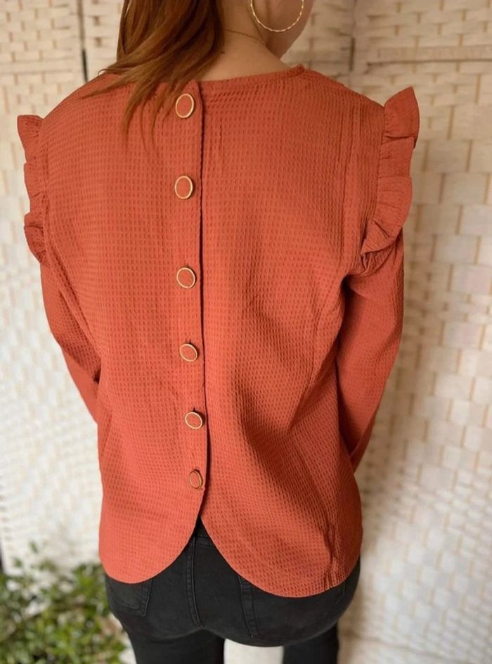 Blouse rouille gaufrée - photo numéro 3